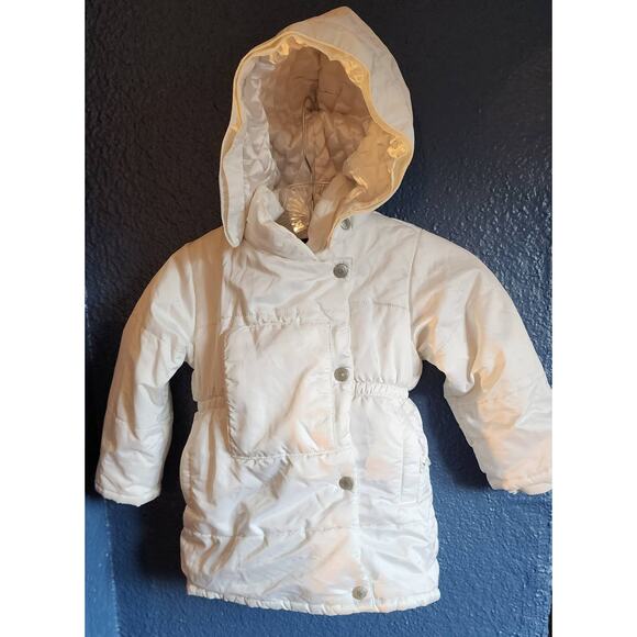 Baby Gap White Puffer Style Coat Jacket with Hood 3T - Picture 1 of 3